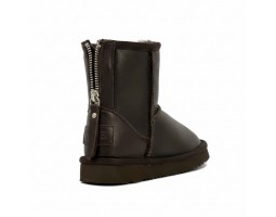 Угги детские кожаные с молнией One Zip - Шоколадные
