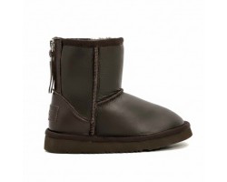 Угги детские кожаные с молнией One Zip - Шоколадные