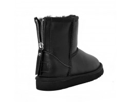 Угги детские кожаные с молнией One Zip - Чёрные
