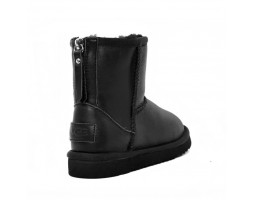 Угги детские кожаные с молнией One Zip - Чёрные