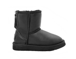 Угги детские кожаные с молнией One Zip - Чёрные