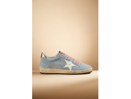 Ball Star in Powder-Blue Suede with Cream-Colored Leather Star