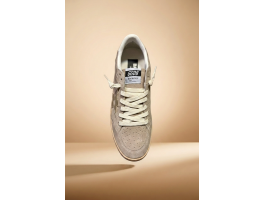 Ball Star in Beige Suede with Gold Metallic Leather Star and Bead Lettering