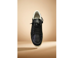 Ball Star in Black Nappa With Black Glitter Star and Suede Heel Tab