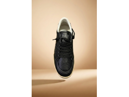 Ball Star in Black Nappa With Black Glitter Star and Suede Heel Tab