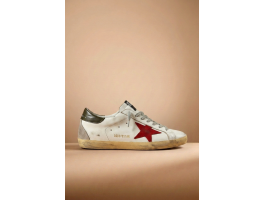 Super Star With Red Suede Star And Green Leather Heel Tab Super Star With Red Suede Star And Green Leather Heel Tab
