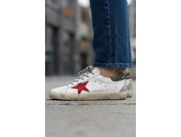 Super Star With Red Suede Star And Green Leather Heel Tab Super Star With Red Suede Star And Green Leather Heel Tab