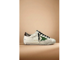 Super-Star With Green Leather Star and Gray Leather Heel Tab