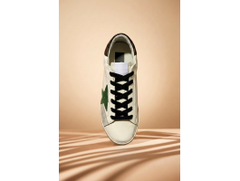 Super-Star With Green Leather Star and Gray Leather Heel Tab