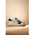 Golden Goose Super Star White With Green Suede Toe And Black Star
