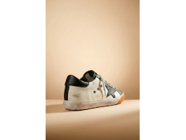 Super Star White With Green Suede Toe And Black Star