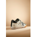 Golden Goose Super Star White With Green Suede Toe And Black Star