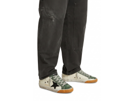 Super Star White With Green Suede Toe And Black Star