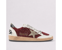 Ball Star in Burgundy Glitter with Suede Star and Black Heel Tab