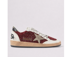 Ball Star in Burgundy Glitter with Suede Star and Black Heel Tab