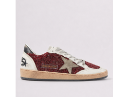 Ball Star in Burgundy Glitter with Suede Star and Black Heel Tab