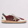 Ball Star in Burgundy Glitter with Suede Star and Black Heel Tab