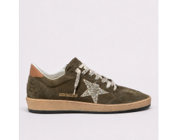Ball Star Trainers Suede Glitter Star and Olive Heels Tab