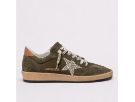 Ball Star Trainers Suede Glitter Star and Olive Heels Tab Ball Star Trainers Suede Glitter Star and Olive Heels Tab