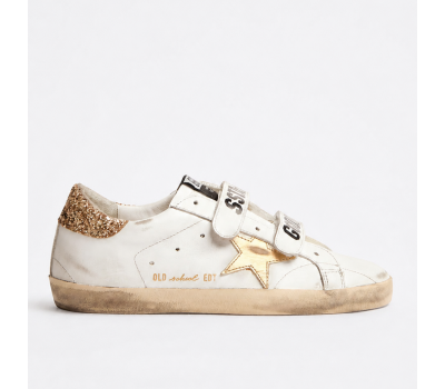 Golden Goose Super-Star Old School with gold star in laminated leather