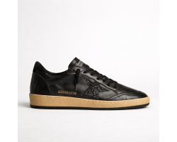 Ball Star in Black Nappa With Black Glitter Star and Suede Heel Tab