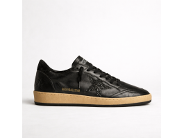 Ball Star in Black Nappa With Black Glitter Star and Suede Heel Tab
