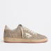 Golden Goose Ball Star in Beige Suede with Gold Metallic Leather Star and Bead Lettering Golden Goose Ball Star in Beige Suede with Gold Metallic Leather Star and Bead Lettering