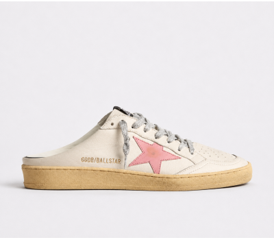 Golden Goose Ball Star Sabots in White Nappa with Old-rose Leather Star Golden Goose Ball Star Sabots in White Nappa with Old-rose Leather Star