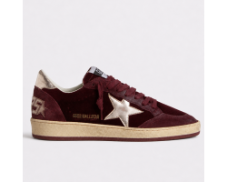 Ball Star Burgundy Velvet with Gold Metallic Star and Heel Tab