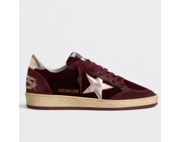 Ball Star Burgundy Velvet with Gold Metallic Star and Heel Tab
