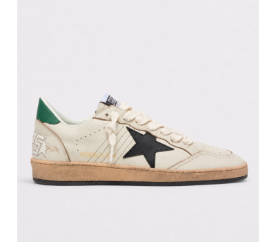 Golden Goose Ball Star With Black Leather Star and Green Leather Heel Tab Golden Goose Ball Star With Black Leather Star and Green Leather Heel Tab
