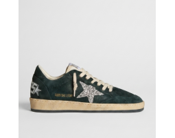 Ball Star Green Suede With Silver Glitter Star
