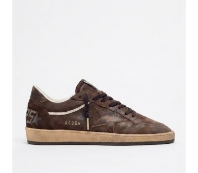 Golden Goose Ball Star in Brown Suede With Brown Leather Star and Heel Tab