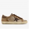 Super-Star in Beige and Brown Suede Wth Brown Glitter Star