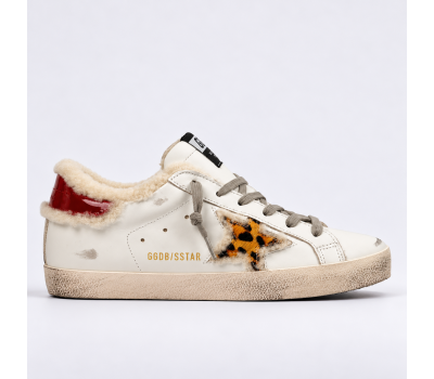 Golden Goose Super Star Winter - White Shearling Leopard Star