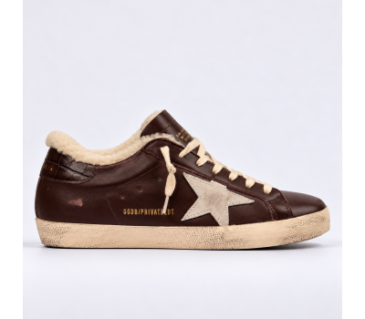 Golden Goose Super Star Winter - Brown Shearling With Suede Star Golden Goose Super Star Winter - Brown Shearling With Suede Star