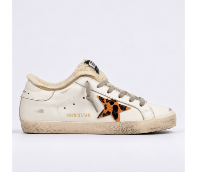 Golden Goose Super Star Winter - White Shearling Leopard Print Pony Golden Goose Super Star Winter - White Shearling Leopard Print Pony