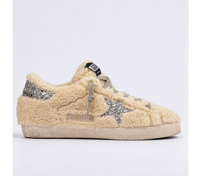 Golden Goose Super Star Winter - Beige Shearling Glittered