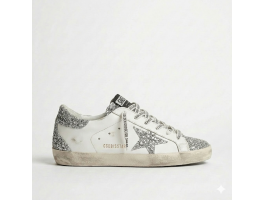 Super-Star Wmns White Silver Glitters