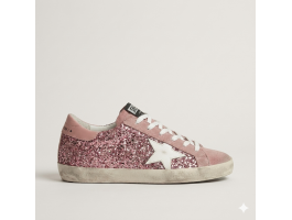 Super-Star in Silver Glitter With Leather Star and Heel Tab Super-Star in Silver Glitter With Leather Star and Heel Tab