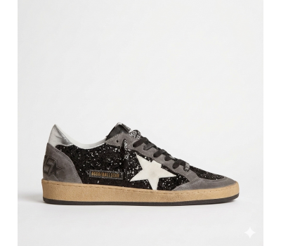 Golden Goose Ball Star Black Glitter Grey White