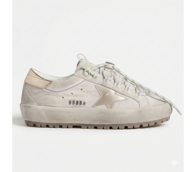 Super-Star Ski in Light Gray Nylon With Metallic Star