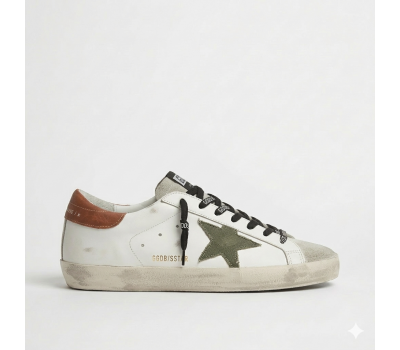 Golden Goose Super-Star With Olive Green Canvas Star