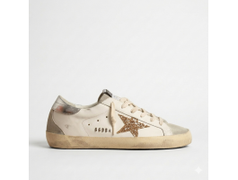 Super-Star With Gold Glitter Star and Ice-Gray Suede Inserts