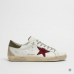 Golden Goose Super Star With Red Suede Star And Green Leather Heel Tab