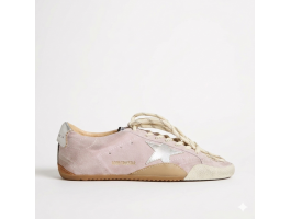 True-Star in Pastel Pink Suede With Silver Star and Heel Tab