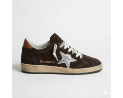 Ball Star Brown Suede Silver Glitter Star