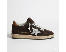 Ball Star Brown Suede Silver Glitter Star
