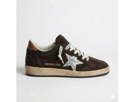 Ball Star Brown Suede Silver Glitter Star