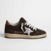 Golden Goose Ball Star Brown Suede Silver Glitter Star
